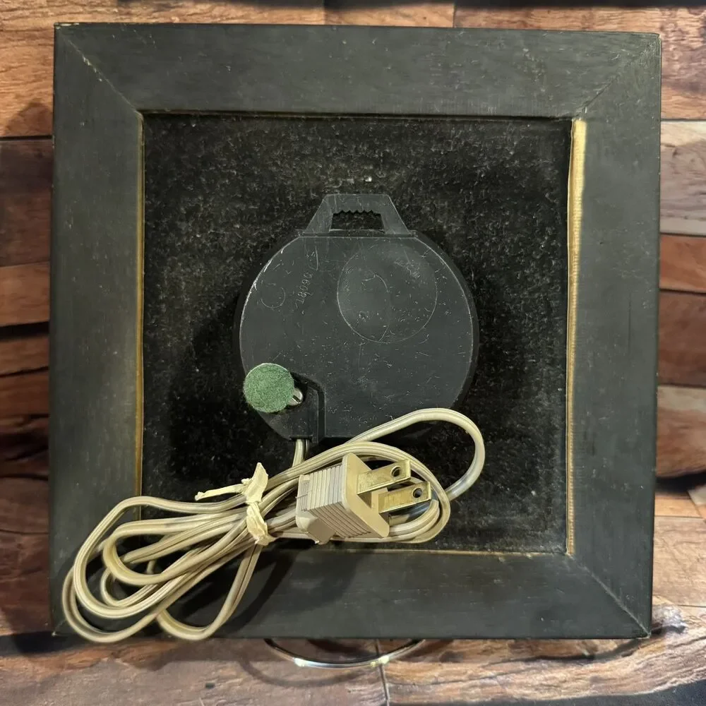 Vintage Cotton Harvest Wall Clock Farmhouse Decor Square Wood Framed Farmer 8.5